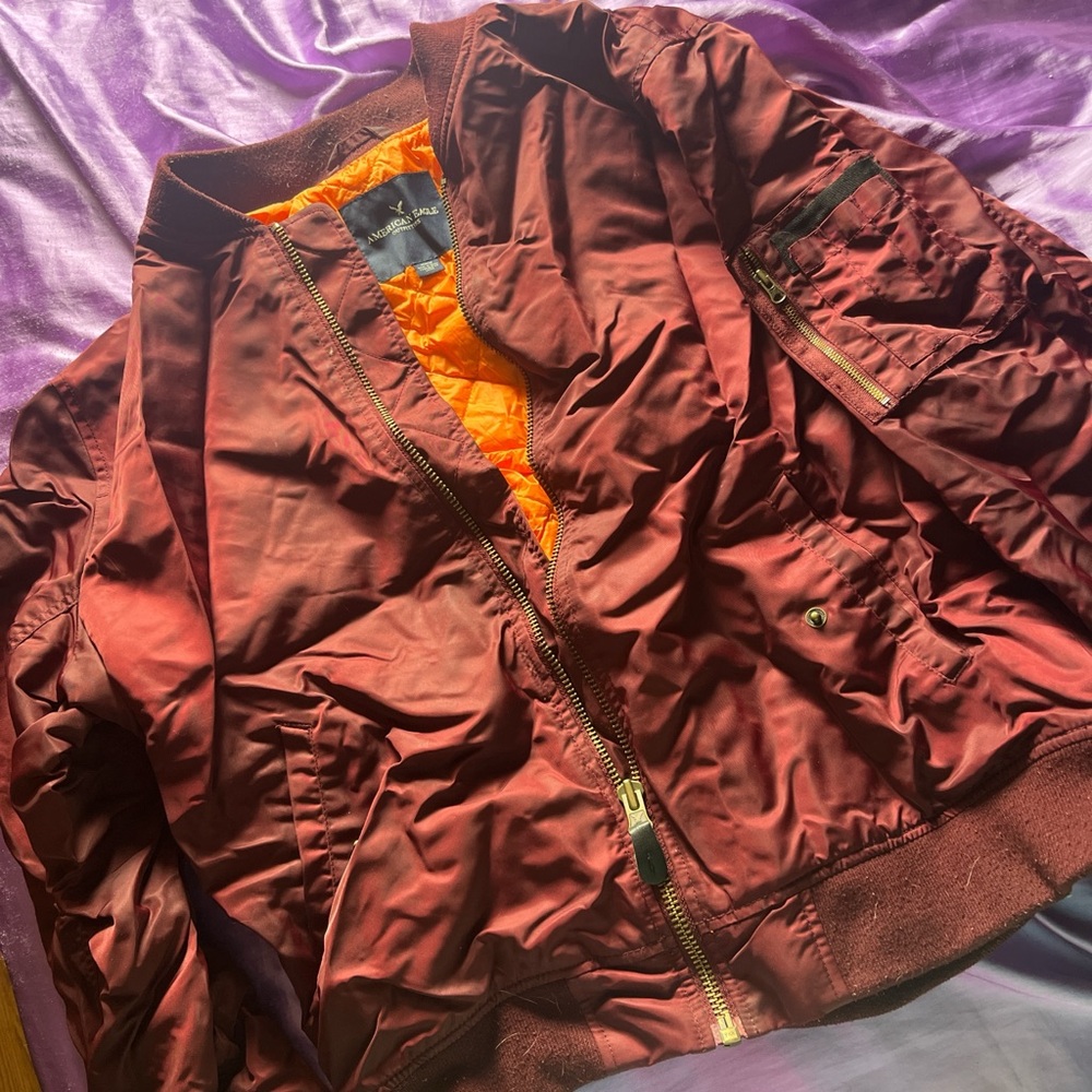 Maroon and orange men’s bomber jacket size M